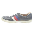 GUCCI Ace Womens Leather Trainers Navy Blue Red White UK 6 For Love Embroidery