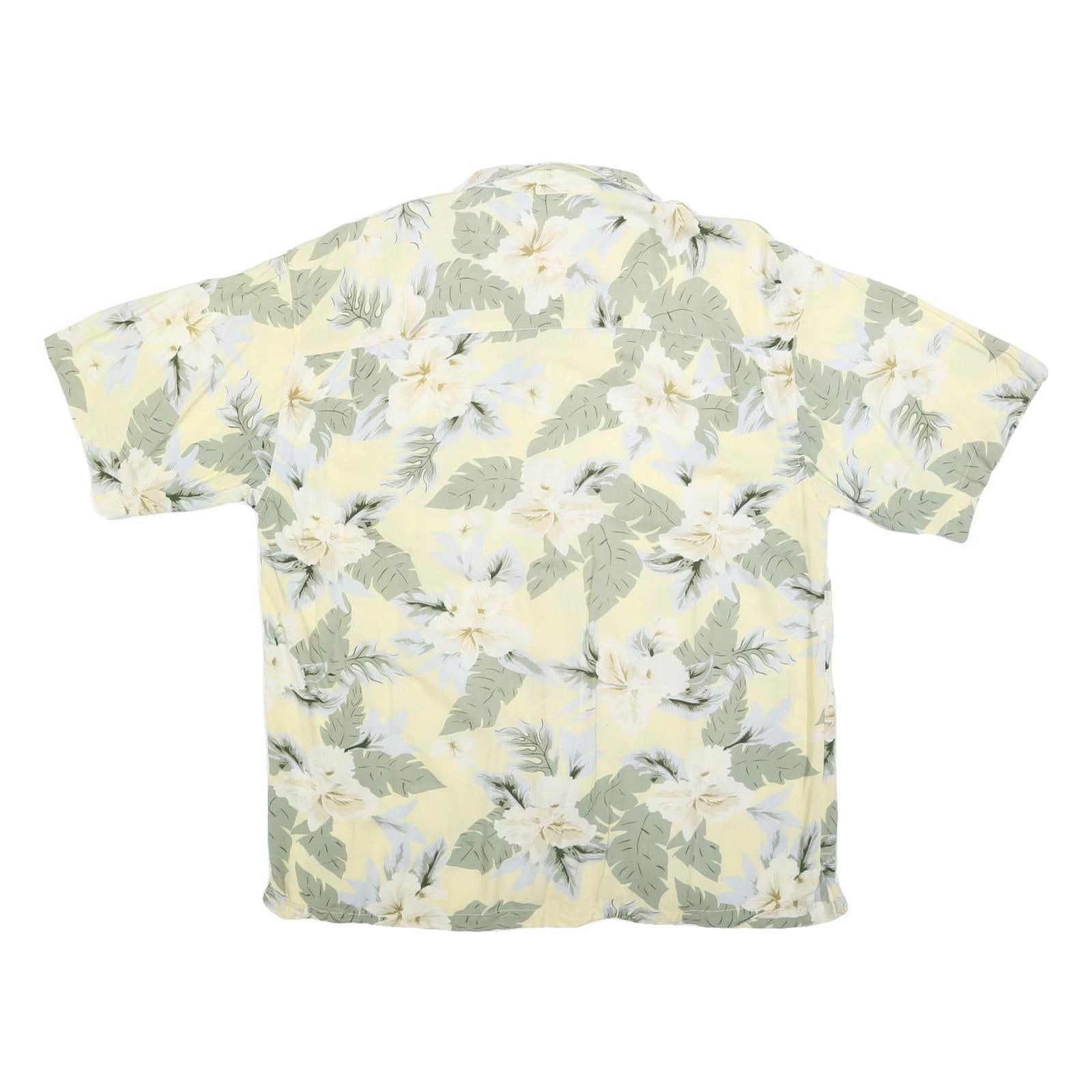 HERITAGE TROPICS Mens Yellow & Green Floral Rayon Shirt L Relaxed Fit Casual