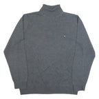 TOMMY HILFIGER Womens Jumper Grey Roll Neck Tight Knit M