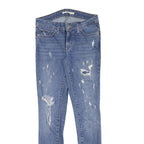 LEVI'S Womens Blue Slim Skinny Denim Medium W26 L29 Distressed Jeans Zip