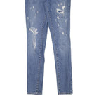 LEVI'S Womens Blue Slim Skinny Denim Medium W26 L29 Distressed Jeans Zip