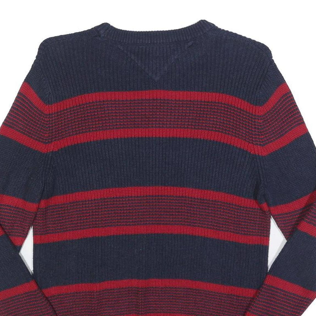 TOMMY HILFIGER Mens Navy & Red Patterned Cotton Crew Neck Jumper XS Knitwear