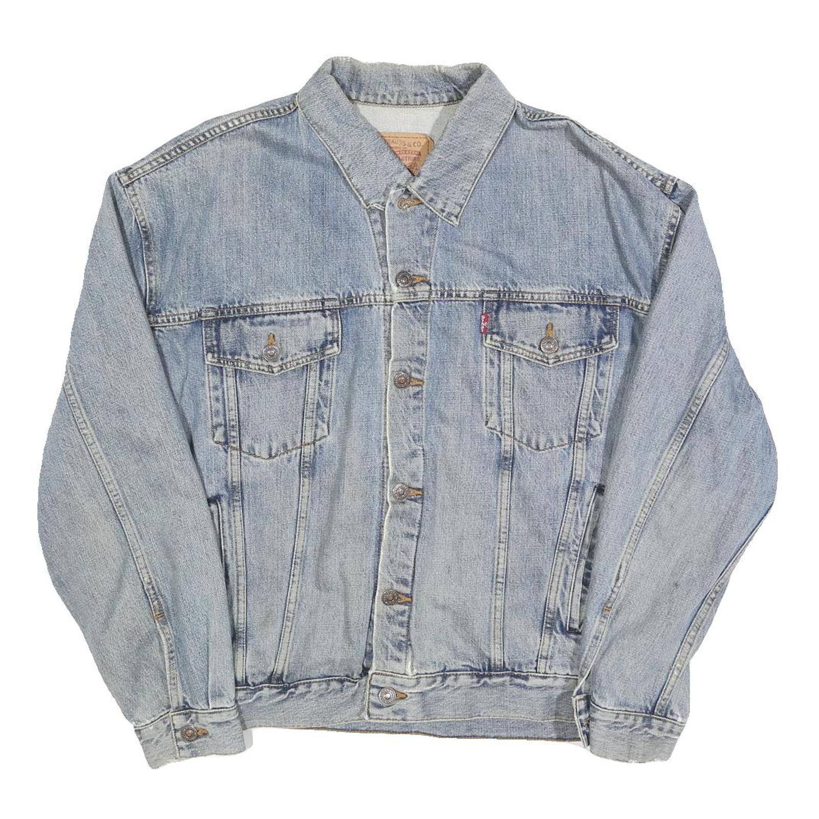 LEVI'S Mens Blue Denim Jacket L Cotton Classic Button Front Casual Lightweight