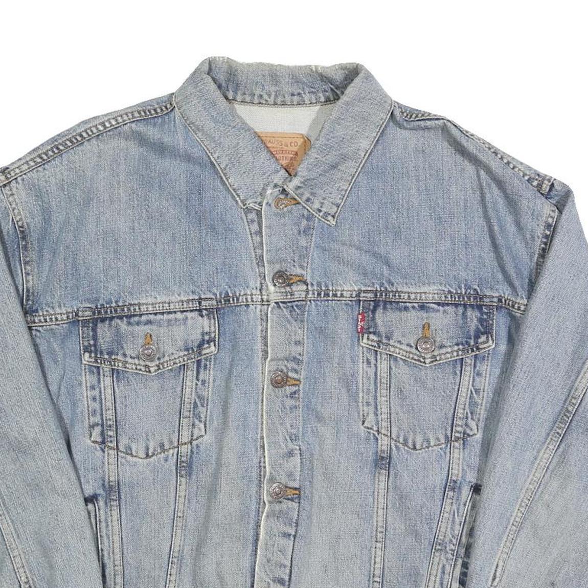 LEVI'S Mens Blue Denim Jacket L Cotton Classic Button Front Casual Lightweight