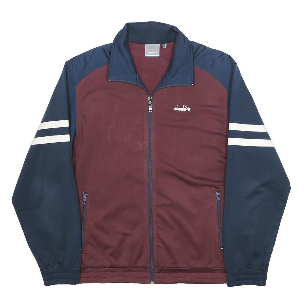 DIADORA Mens Burgundy & Navy Zip Jacket M Polyester Sportswear Casual