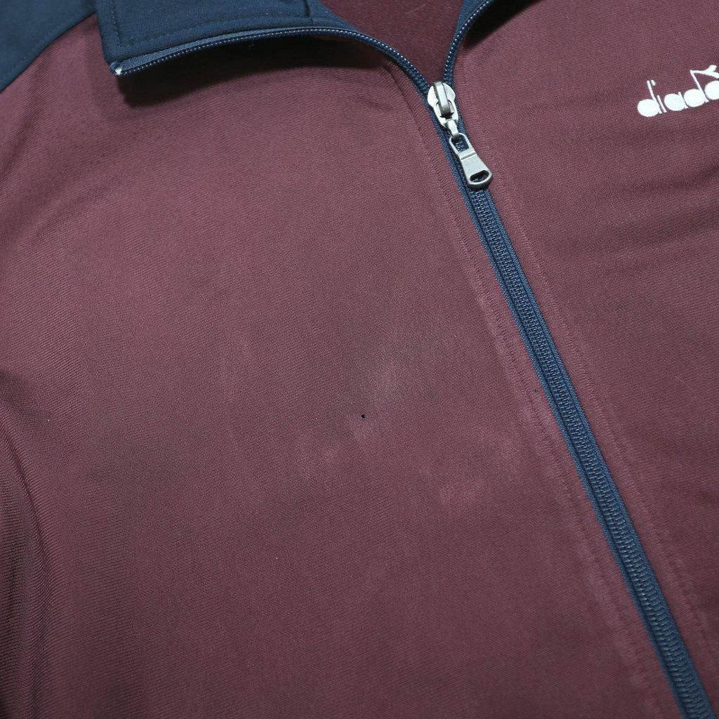 DIADORA Mens Burgundy & Navy Zip Jacket M Polyester Sportswear Casual