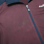 DIADORA Mens Burgundy & Navy Zip Jacket M Polyester Sportswear Casual