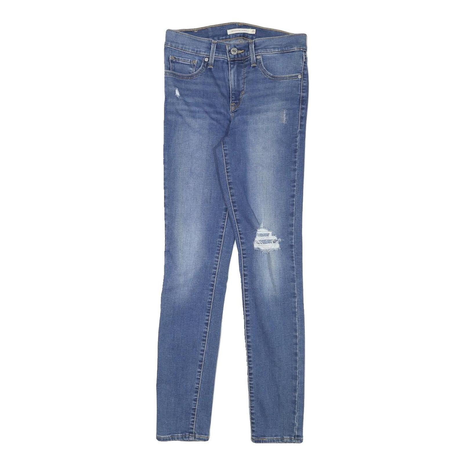 LEVI'S Womens Slim Blue Skinny Denim Medium W25 L27 Zip Casual Stretch Jeans