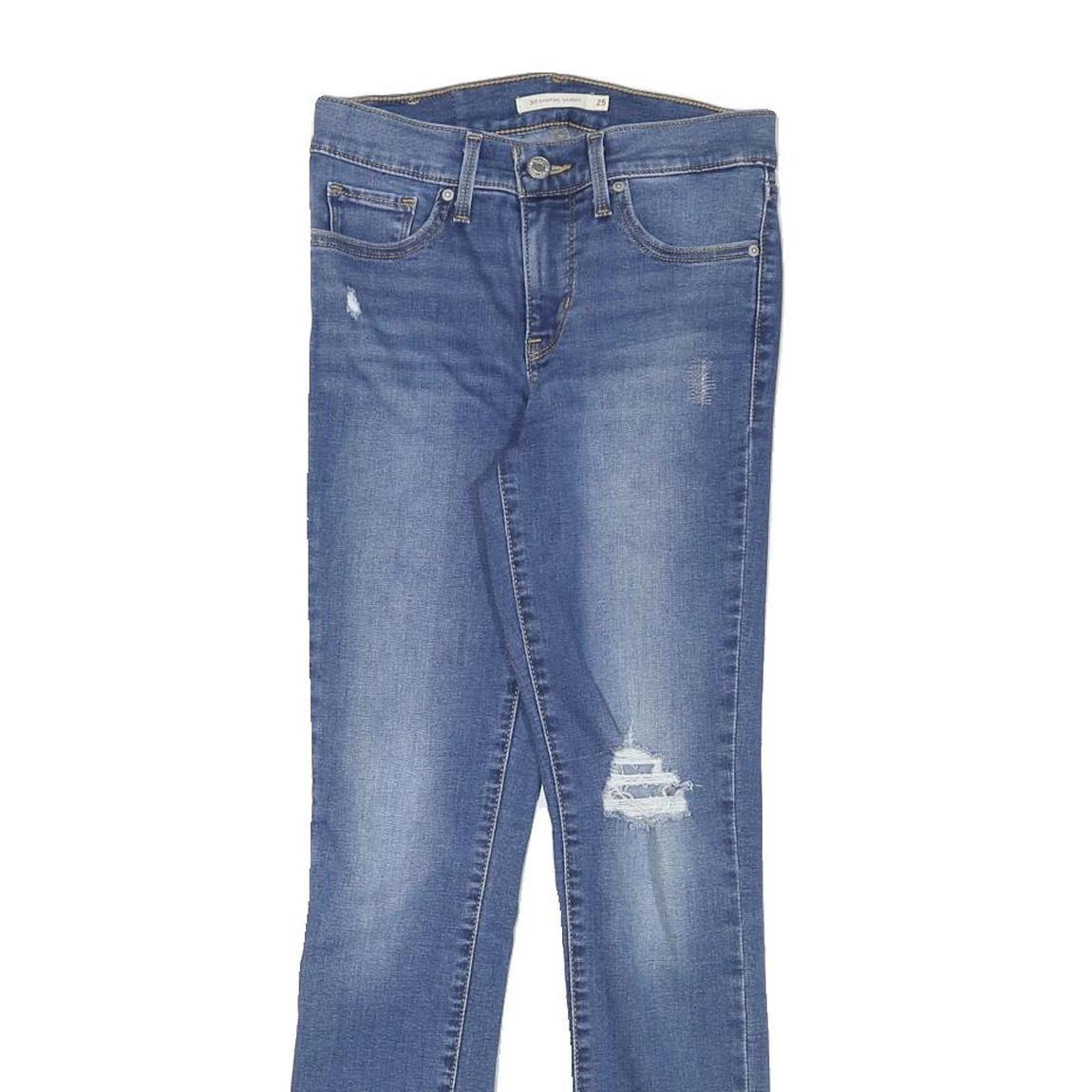 LEVI'S Womens Slim Blue Skinny Denim Medium W25 L27 Zip Casual Stretch Jeans