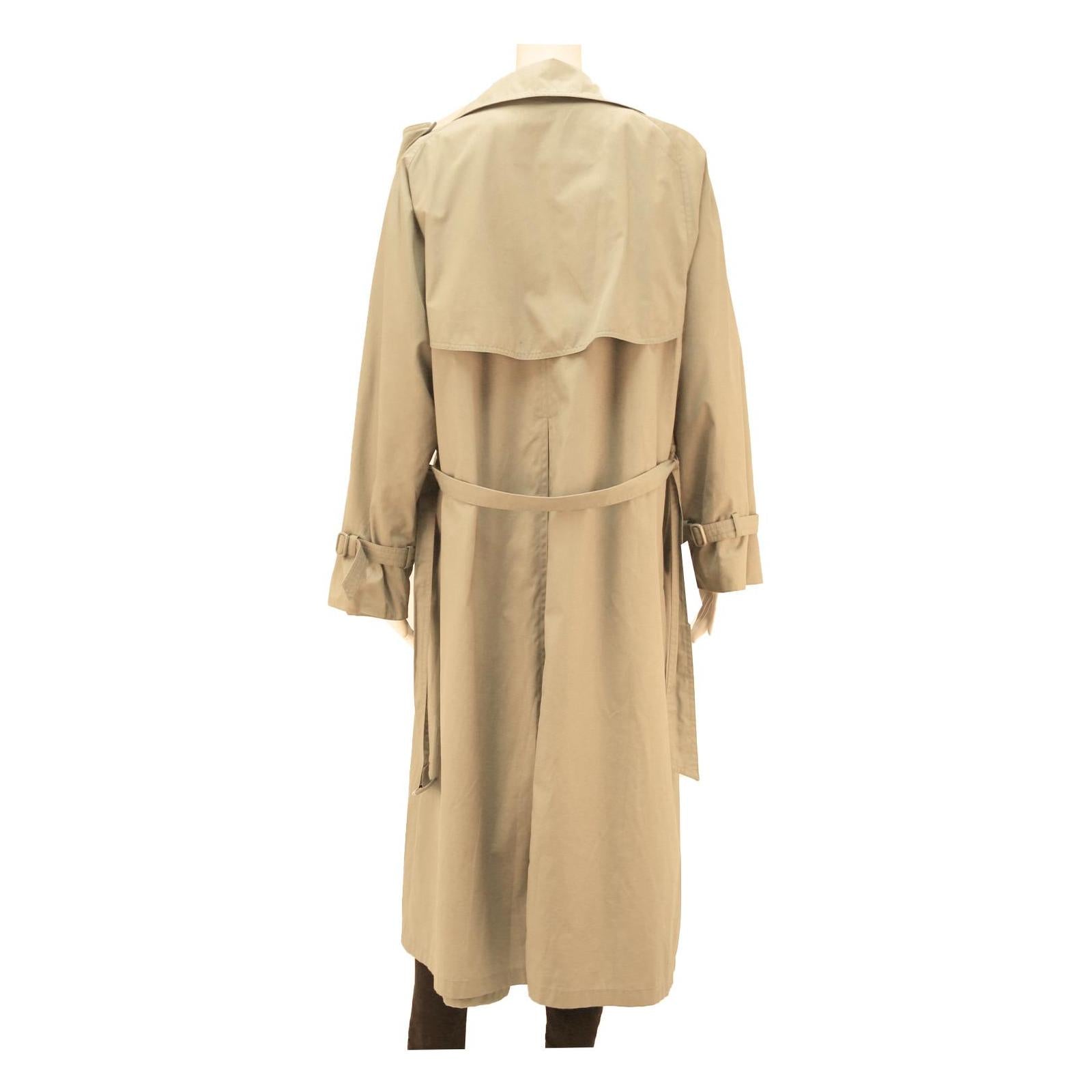 Womens Beige Cotton Blend Trench Jacket S Button Closure Classic Outerwear