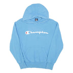 CHAMPION Womens Blue Pullover Hoodie M Cotton Blend Classic Logo