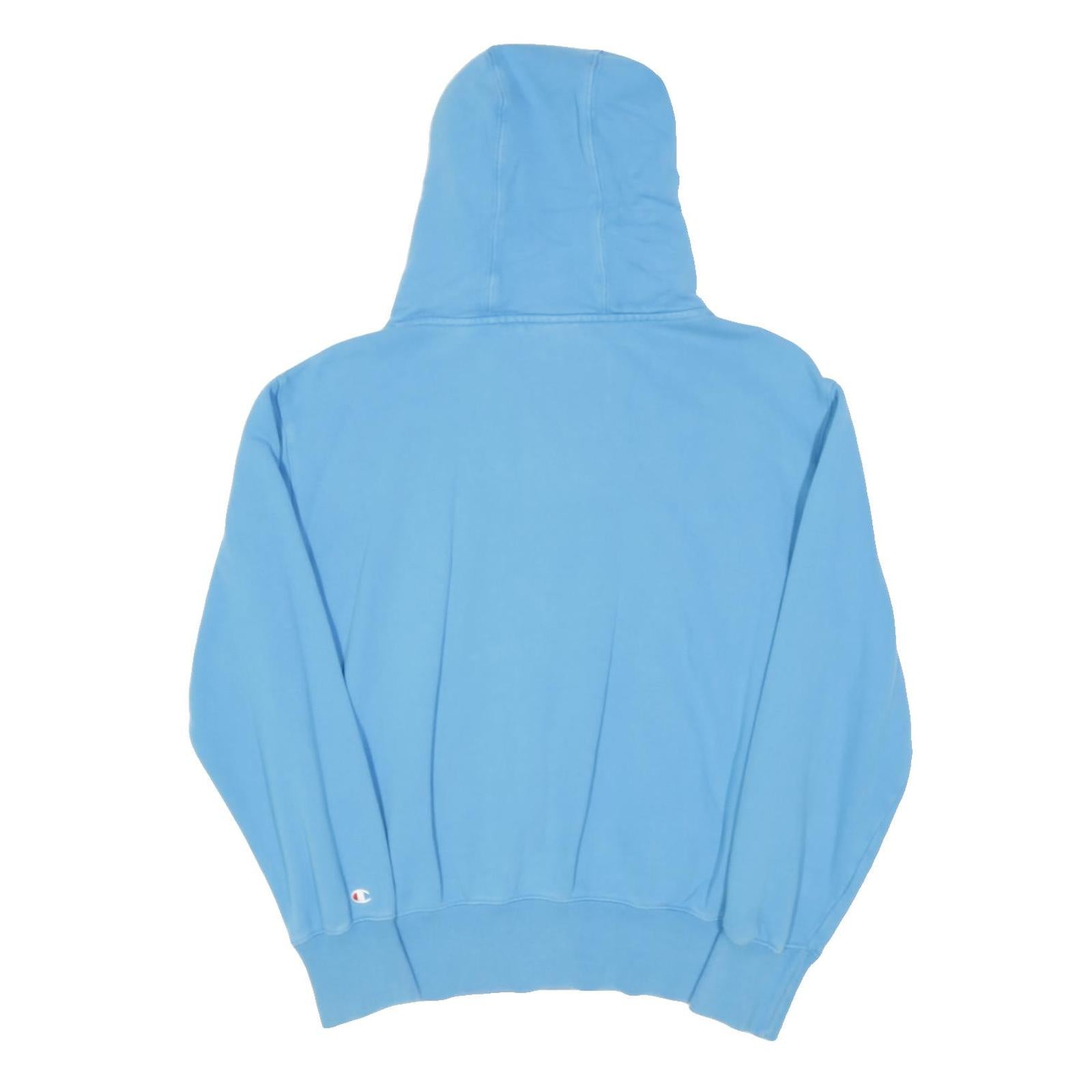 CHAMPION Womens Blue Pullover Hoodie M Cotton Blend Classic Logo