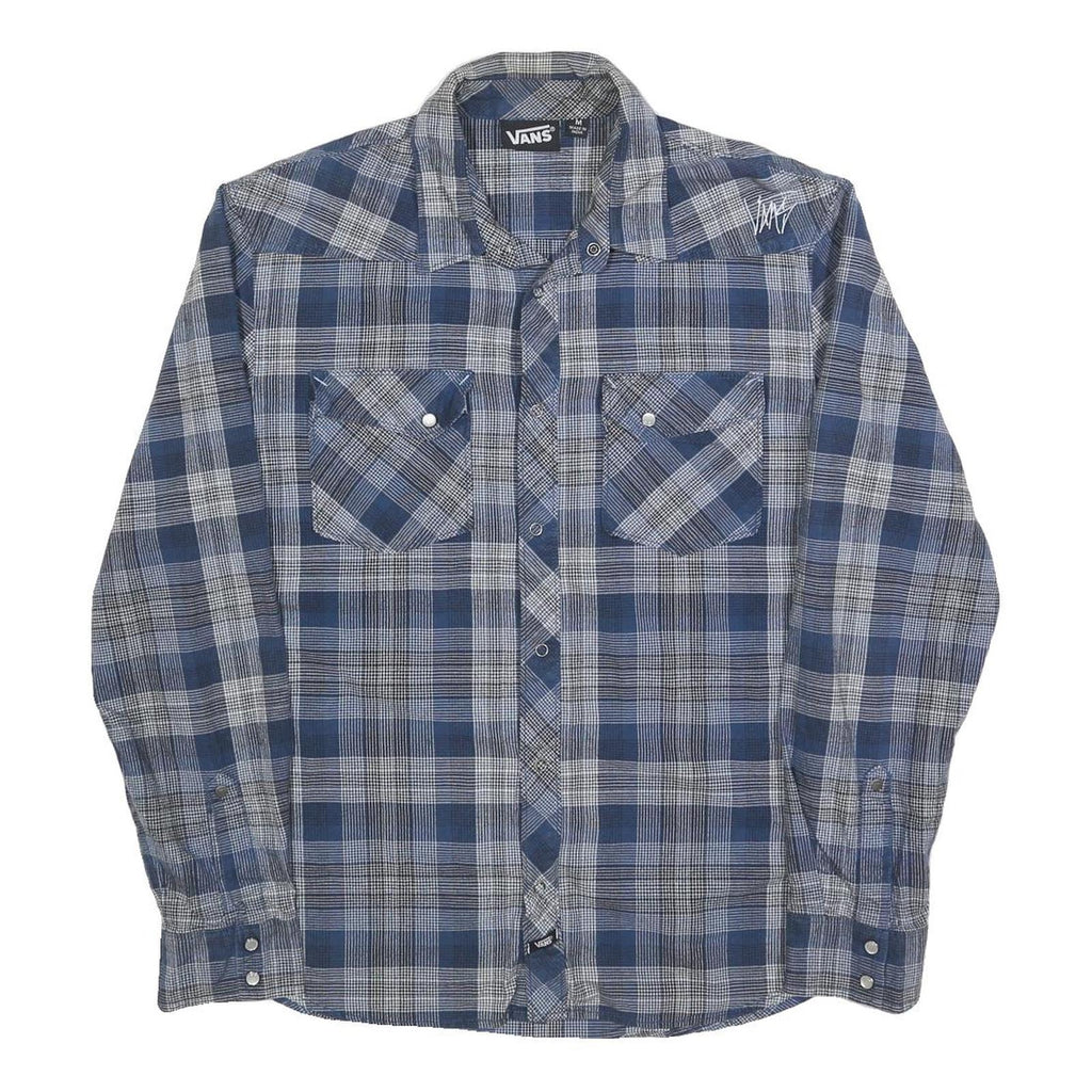 VANS Mens Blue Check Shirt M Cotton Blend Long Sleeve Casual Button