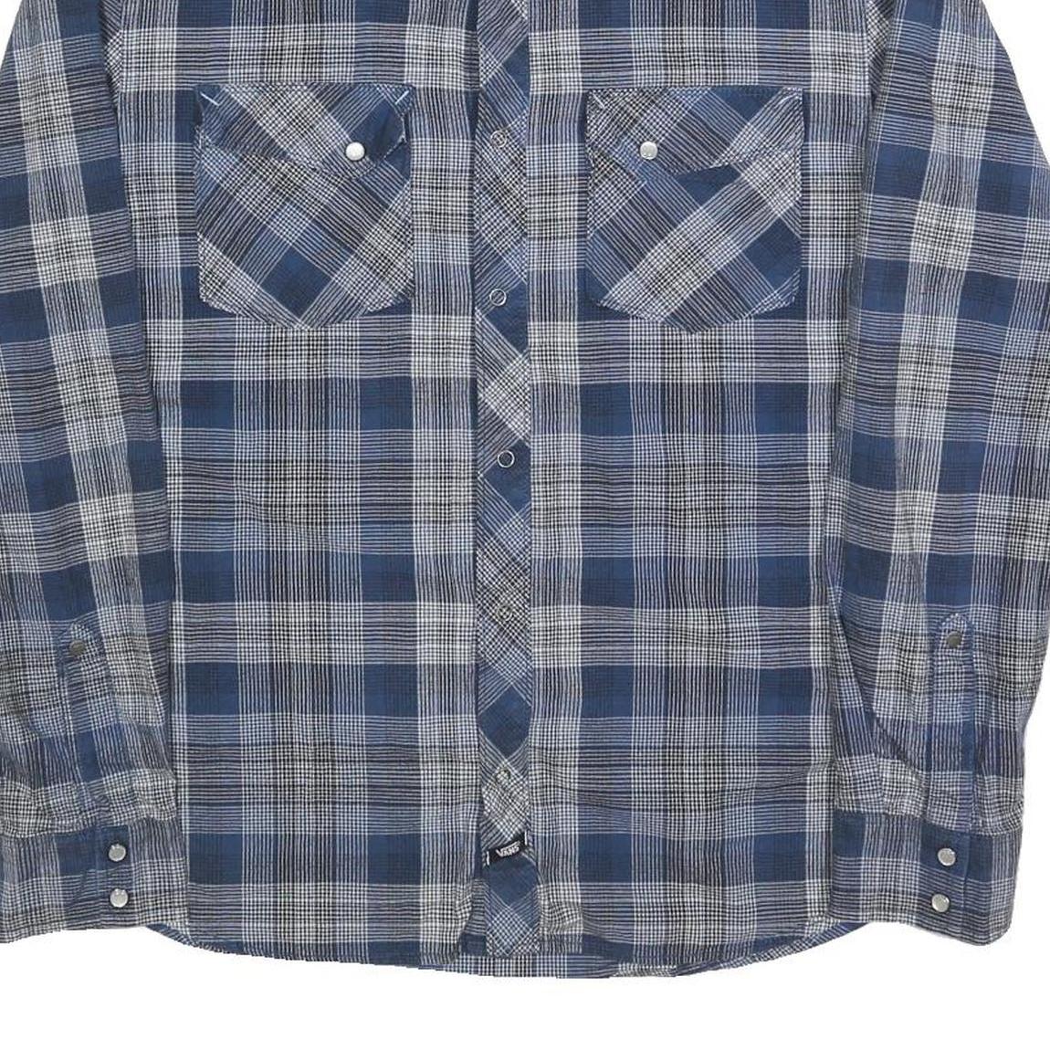 VANS Mens Blue Check Shirt M Cotton Blend Long Sleeve Casual Button