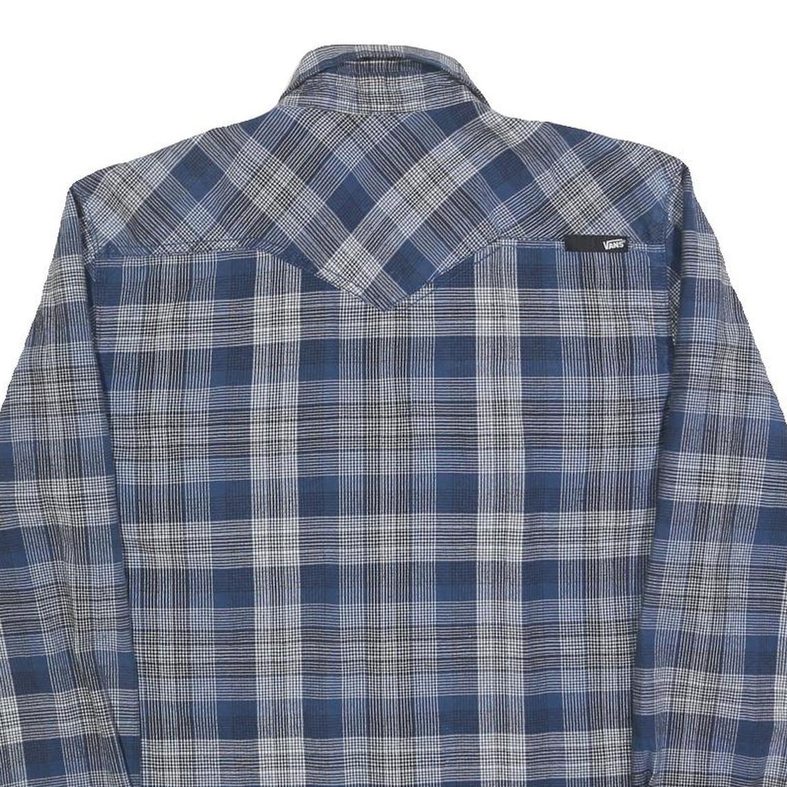 VANS Mens Blue Check Shirt M Cotton Blend Long Sleeve Casual Button