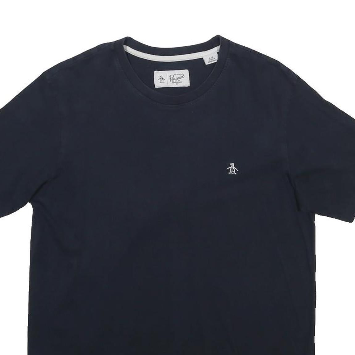 ORIGINAL PENGUIN Mens Navy Blue Graphic T-Shirt L Short Sleeve Crew Neck Casual