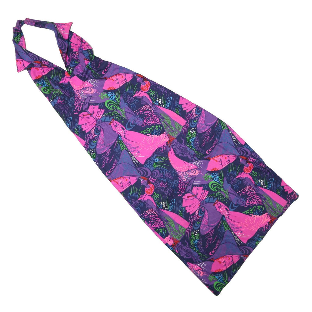 Womens Purple & Pink Floral Halter Dress Cotton Blend Midi Size S Summer