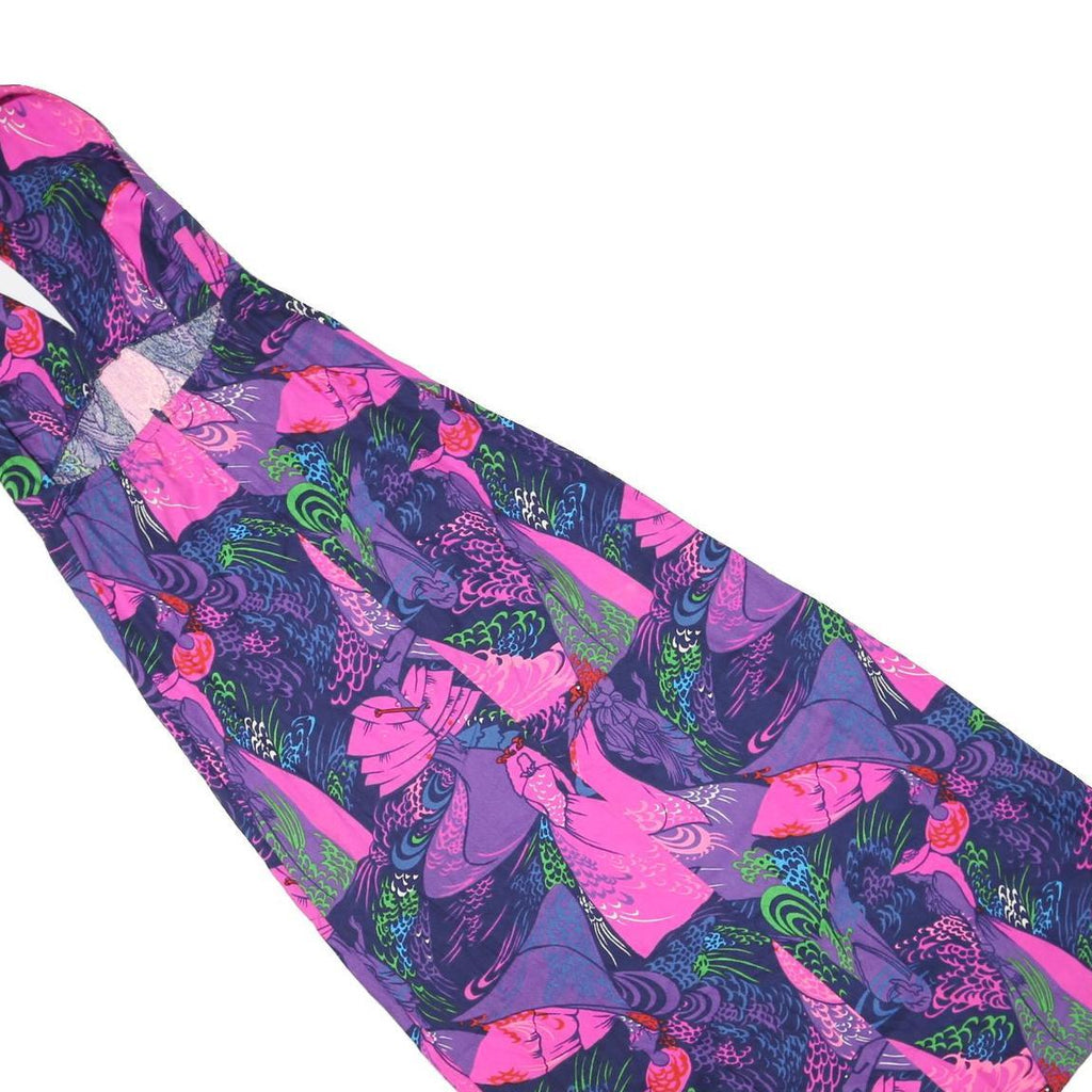 Womens Purple & Pink Floral Halter Dress Cotton Blend Midi Size S Summer