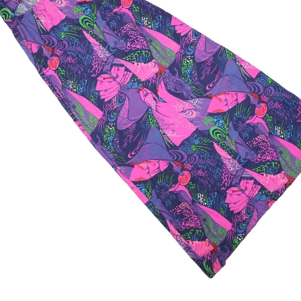 Womens Purple & Pink Floral Halter Dress Cotton Blend Midi Size S Summer