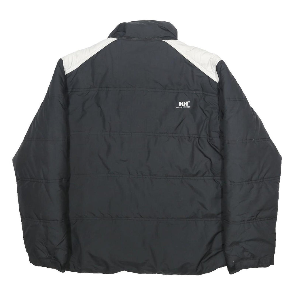 HELLY HANSEN Mens Black & White Outdoor Jacket L Polyester Woven Plain Zip
