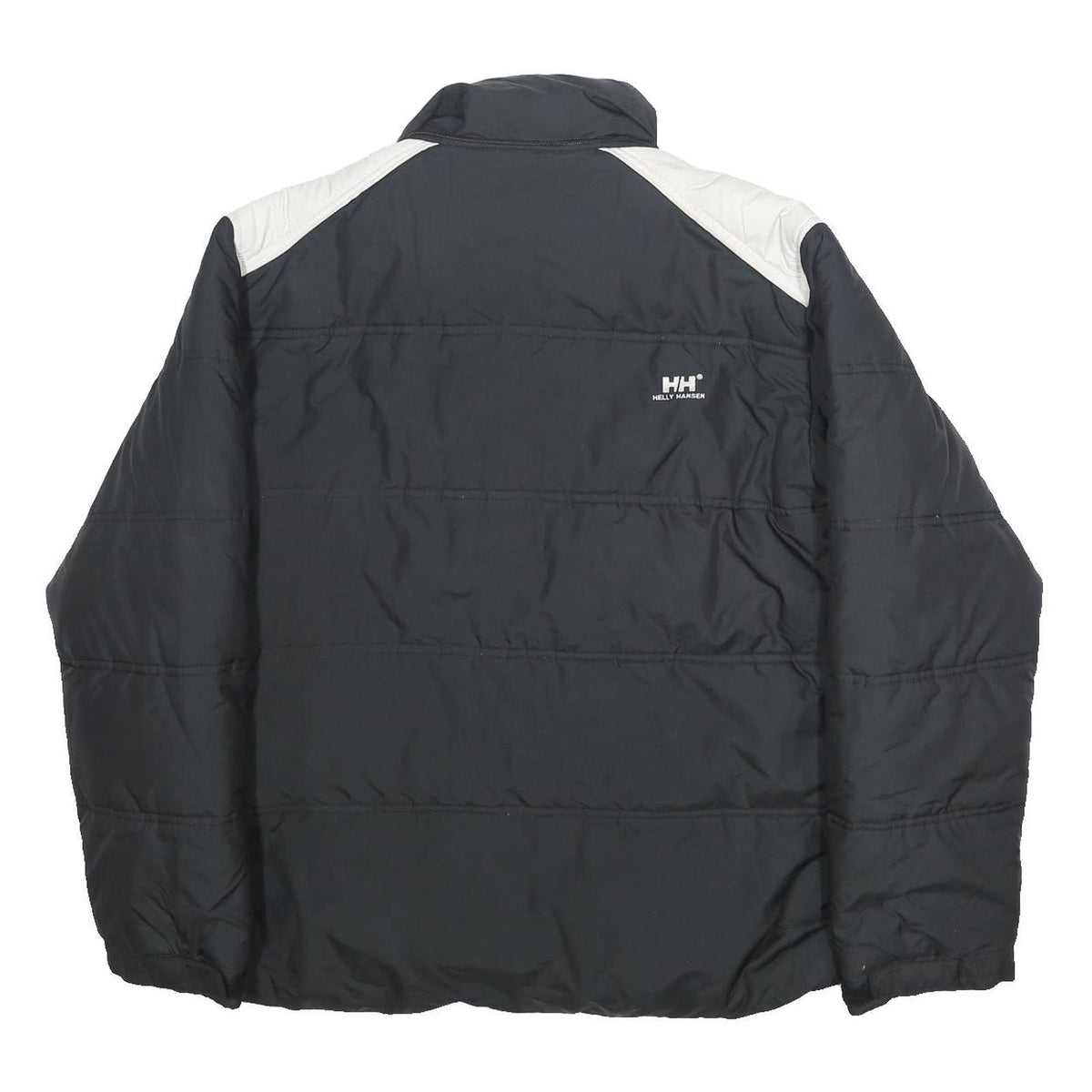 HELLY HANSEN Mens Black & White Outdoor Jacket L Polyester Woven Plain Zip