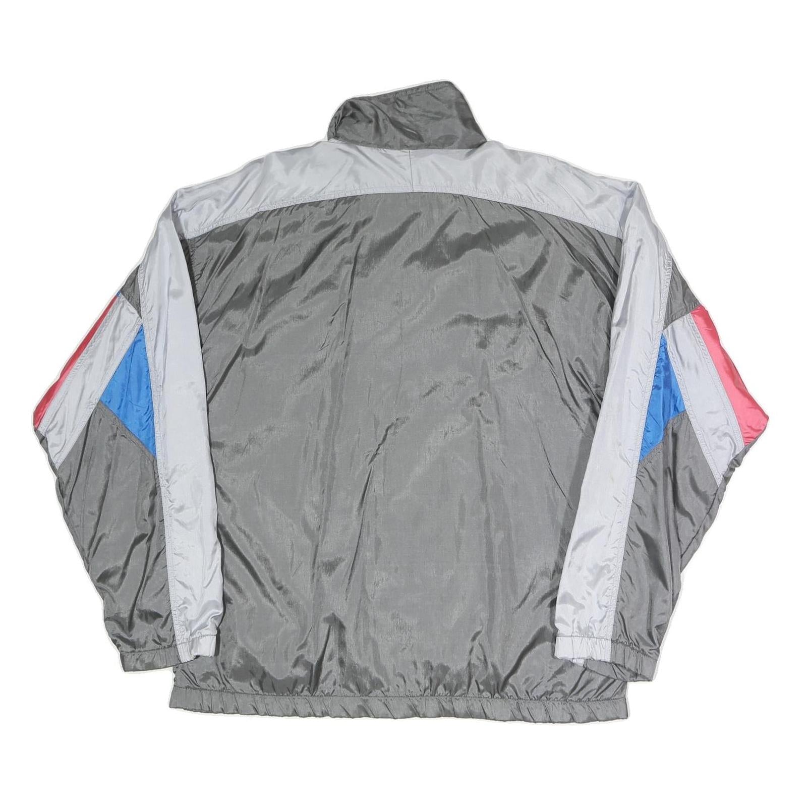 MARN Mens Grey Blue Polyester Blend Track Jacket L Zip Sports Casual Retro