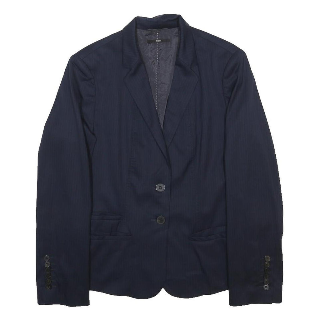 BOSS HUGO BOSS Womens Navy Blue Wool Blend Blazer Jacket UK 16 Button Plain