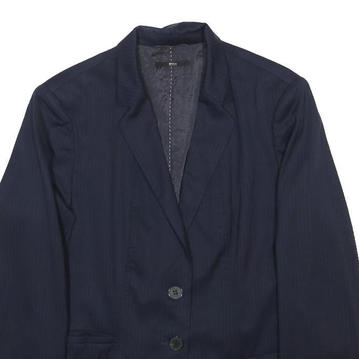 BOSS HUGO BOSS Womens Navy Blue Wool Blend Blazer Jacket UK 16 Button Plain