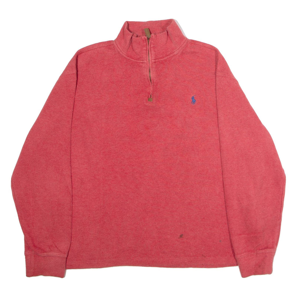 POLO RALPH LAUREN Mens Jumper Red 1/4 Zip Tight Knit L