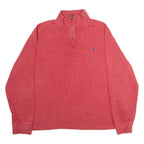 POLO RALPH LAUREN Mens Jumper Red 1/4 Zip Tight Knit L