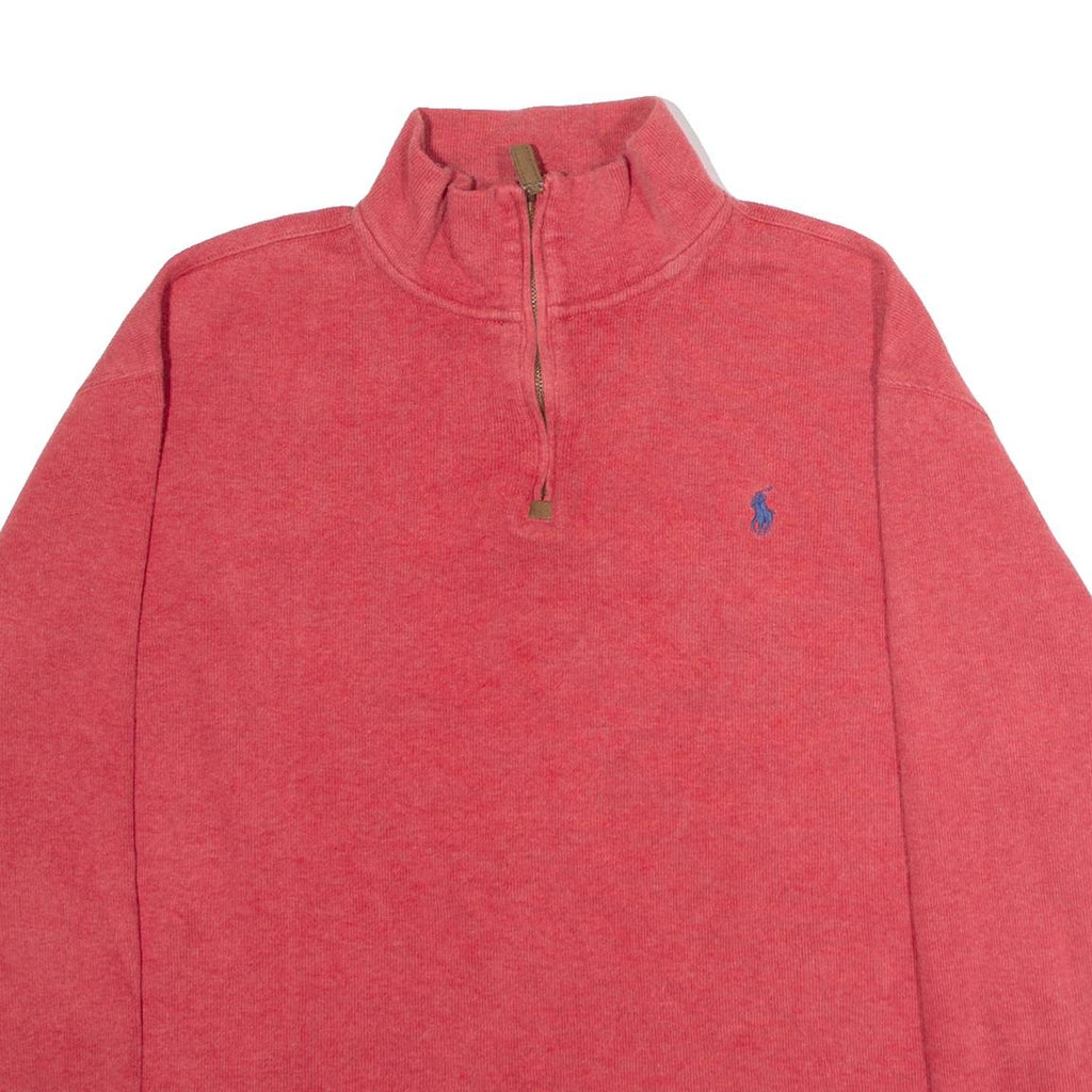 POLO RALPH LAUREN Mens Jumper Red 1/4 Zip Tight Knit L