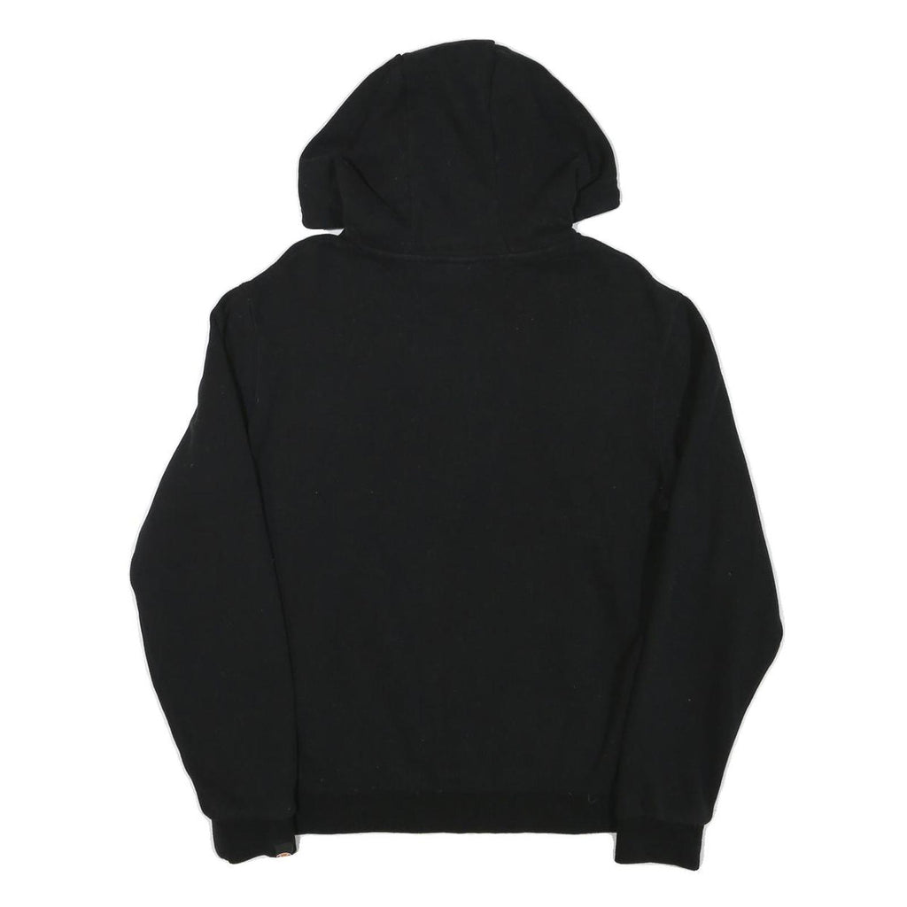 ELLESSE Womens Black Hoodie UK 12 Cotton Blend Pullover Hooded Sweatshirt