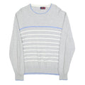 KAPPA Mens Grey & Blue Patterned Cotton Crew Neck Jumper M Casual Lightweight