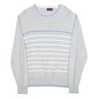 KAPPA Mens Grey & Blue Patterned Cotton Crew Neck Jumper M Casual Lightweight