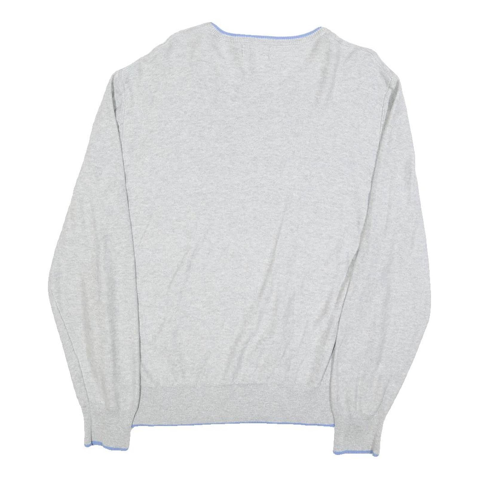 KAPPA Mens Grey & Blue Patterned Cotton Crew Neck Jumper M Casual Lightweight