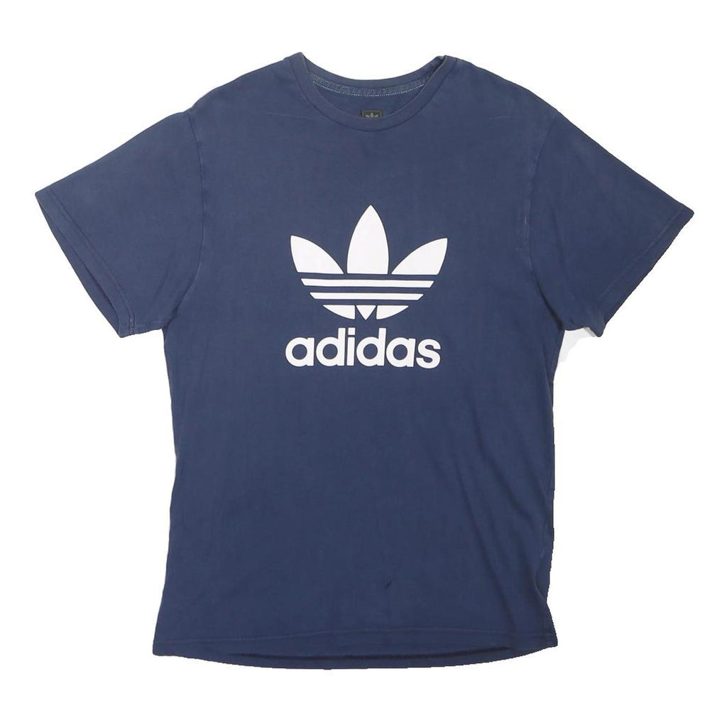 ADIDAS ORIGINALS Mens Blue Cotton Blend Graphic T-Shirt M Short Sleeve Crew Neck