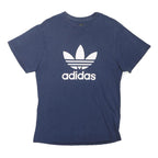 ADIDAS ORIGINALS Mens Blue Cotton Blend Graphic T-Shirt M Short Sleeve Crew Neck