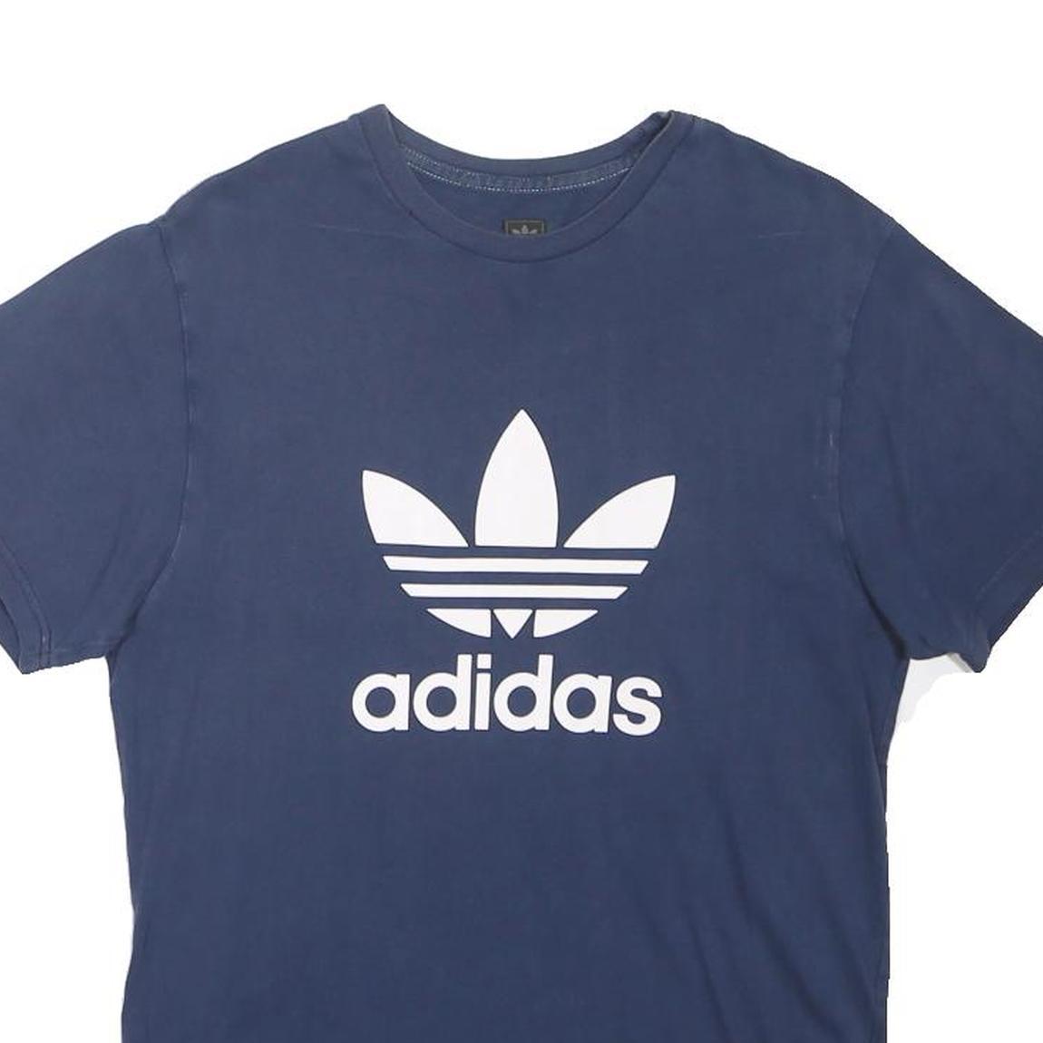 ADIDAS ORIGINALS Mens Blue Cotton Blend Graphic T-Shirt M Short Sleeve Crew Neck