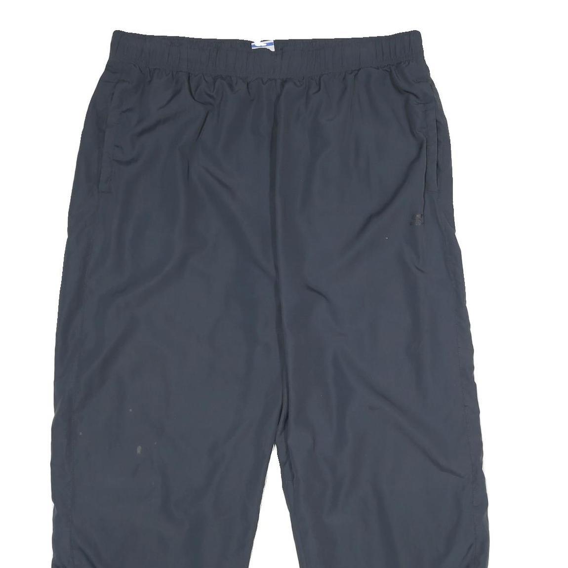 STARTER Mens Joggers Black L W36 L28 Relaxed Tapered Zip Hem Pocketed