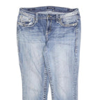 VIGOSS Womens Slim Light Blue Denim Cotton Blend Jeans W32 L25 Embroidered
