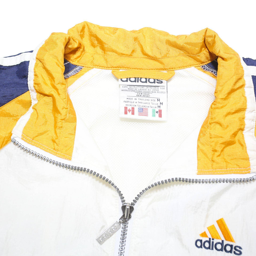 ADIDAS Mens White & Yellow & Blue Nylon Zip Up Track Jacket M Sportswear