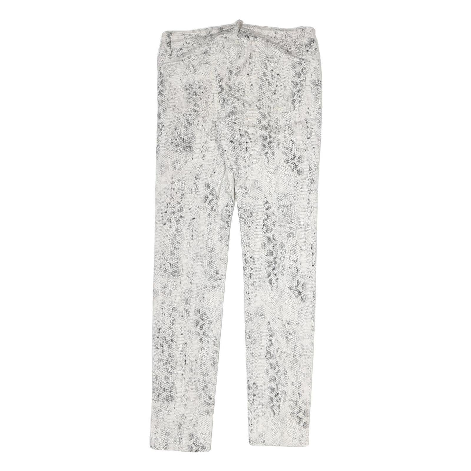 THE KOOPLES Womens Cotton Blend White Slim Skinny Trousers W25 L27 Snake Print
