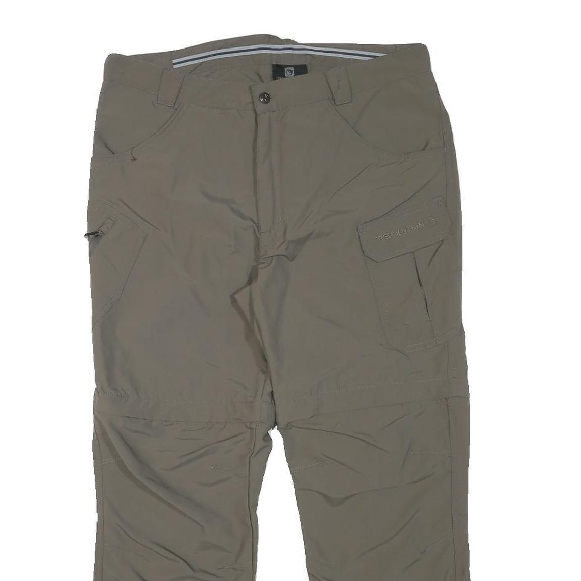 TREVOLUTION Mens Relaxed Beige Polyester Blend Zip Trousers W33 L26 Outdoor
