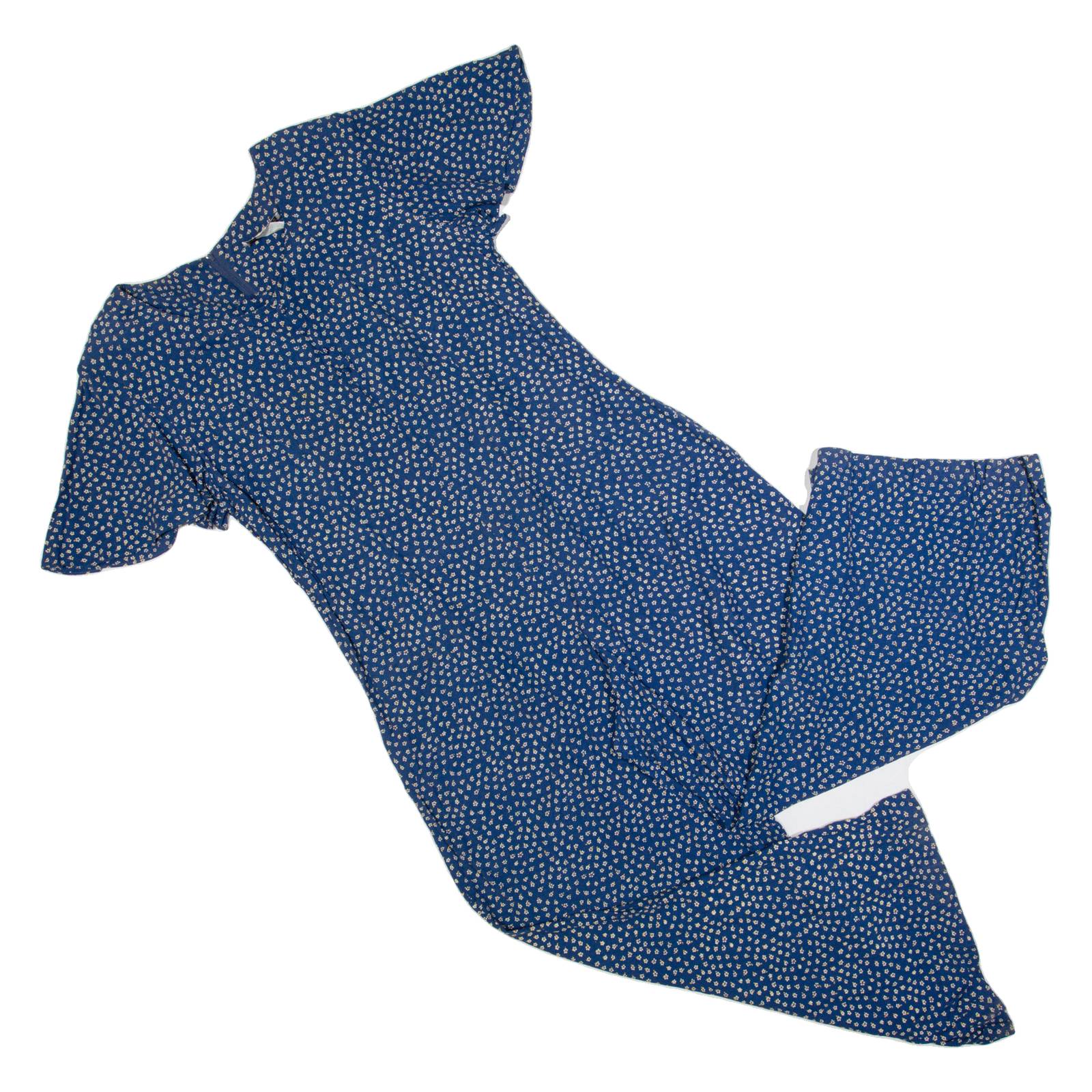 ED MICHAELS Womens Jumpsuit Blue Spotted 90s Wide-Leg L