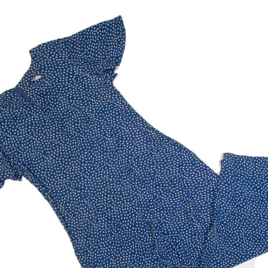 ED MICHAELS Womens Jumpsuit Blue Spotted 90s Wide-Leg L