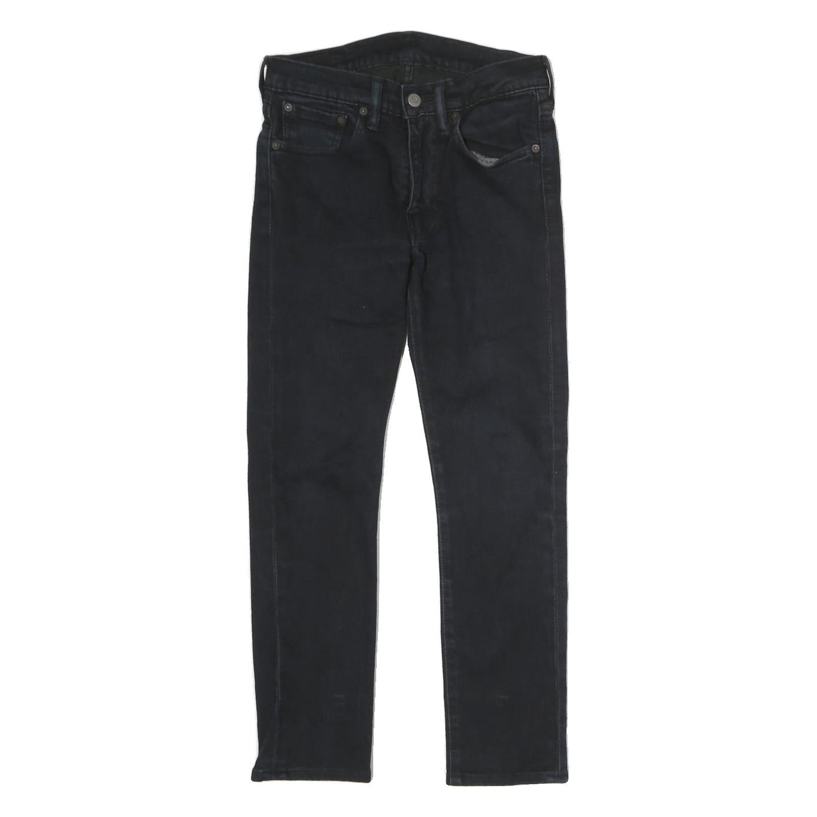 LEVI'S Mens Black Regular Skinny Denim Dark Zip Jeans W26 L25 Classic Cotton