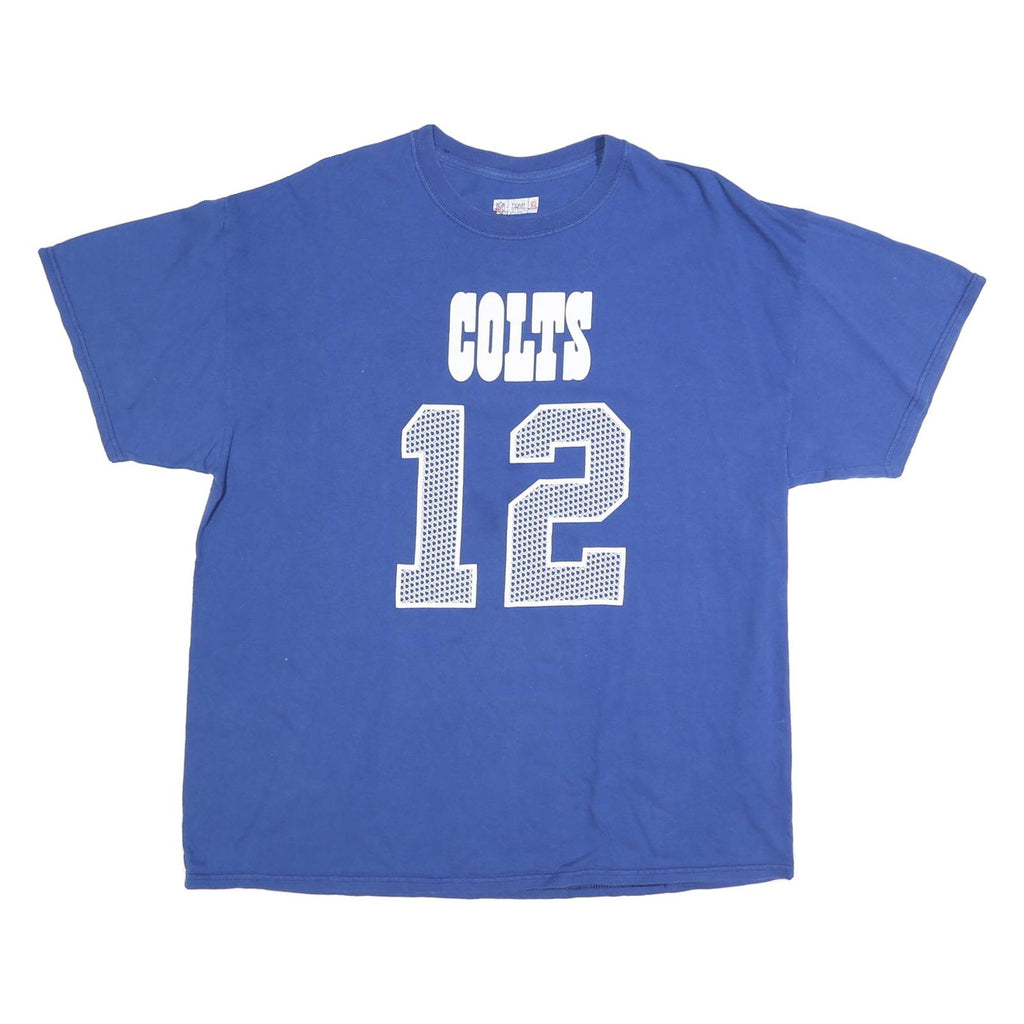 NFL Mens Blue Colts 12 Graphic T-Shirt XL Short Sleeve Crew Neck