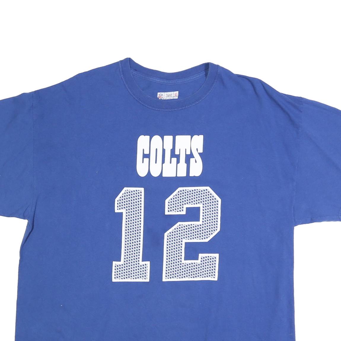 NFL Mens Blue Colts 12 Graphic T-Shirt XL Short Sleeve Crew Neck