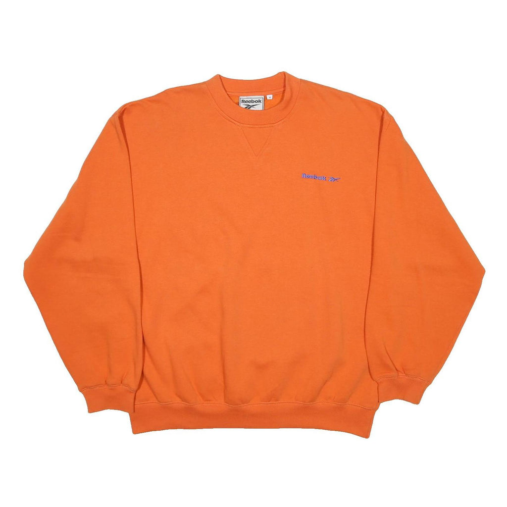 REEBOK Womens Orange Cotton Blend Crew Neck M Sweatshirt Pullover Casual Sport