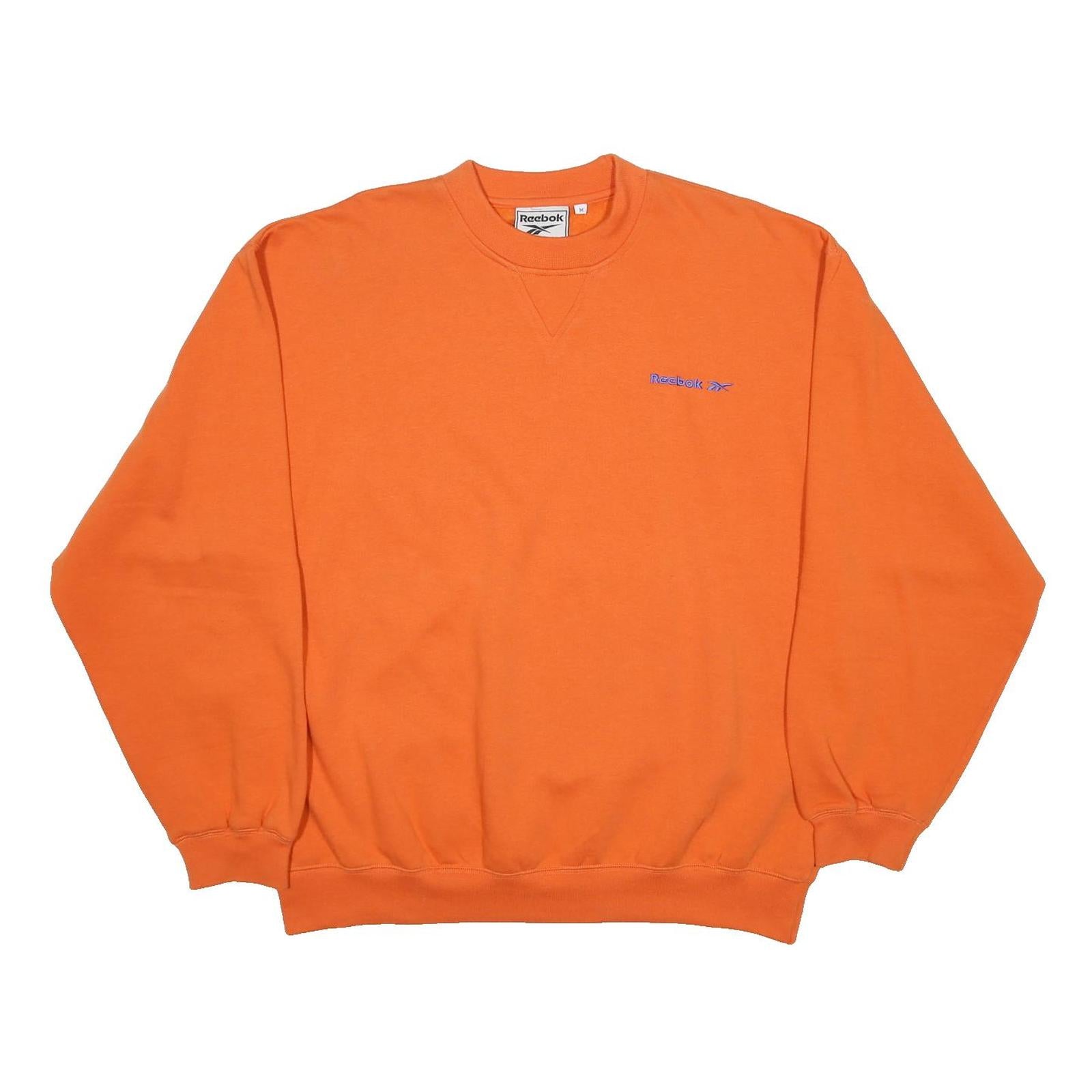 REEBOK Womens Orange Cotton Blend Crew Neck M Sweatshirt Pullover Casual Sport